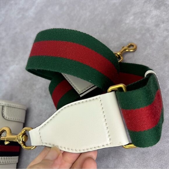 Gucci Web Mini Bowling Leather Bag 715771 White - Picture 8 of 13